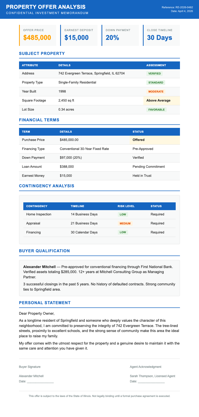 Investment research house offer letter